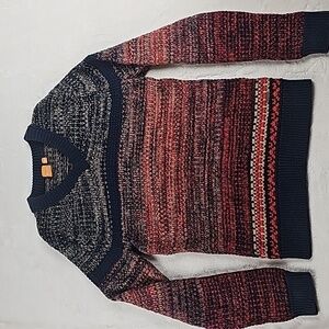vtg Hugo Boss Orange Tag sweater unisex S  V-Neck Mixed Yarn Knit multi color